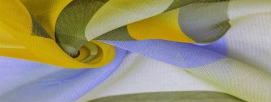 İpek kumaş, çok renkli grunge sarı gri beyaz. bohem baskı, doku, arkaplan, desen