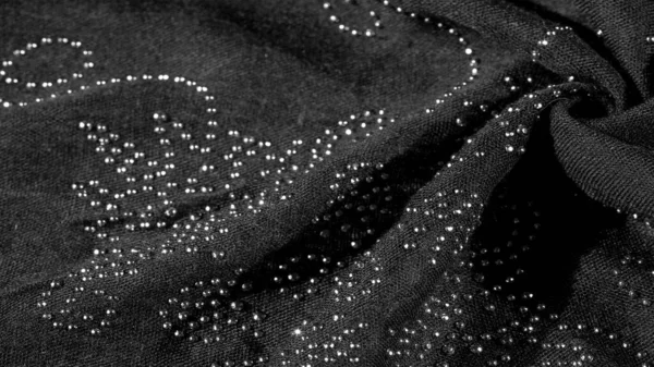 黒い絹に接着ガラスの石 質感背景絵葉書のパターン — ストック写真
