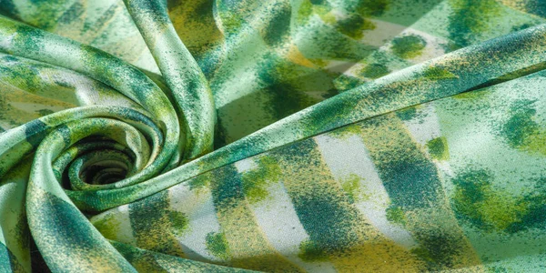 Tissu Soie Style Africain Vert Blanc Pour Designer Motif Texture — Photo