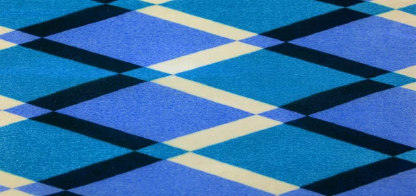 具有蓝色方块几何形状的真丝织物 简单的几何图案 小正方形的和谐与简约的空气主题 — 图库照片