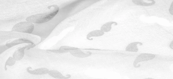 Tecido Seda Branco Com Bigode Desenho Animado Pintado Textura Fundo — Fotografia de Stock