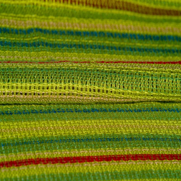 Abric Couleur Vert Clair Avec Des Rayures Lignes Rouge Bleu — Photo