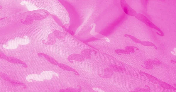 Tessuto Seta Rosa Con Baffi Dei Cartoni Animati Dipinti Texture — Foto Stock