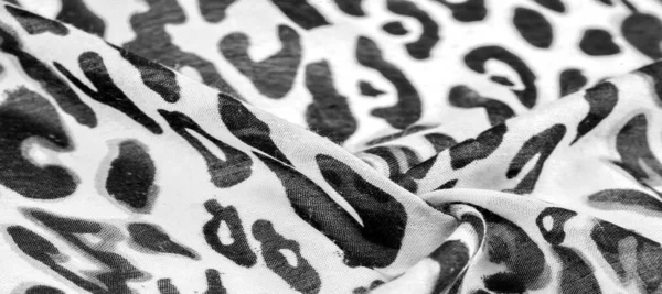 Schwarz Weißer Seidenstoff Leopardenmuster Tierhaut Afrikanisches Thema Textur Hintergrund Muster — Stockfoto