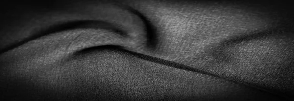 Seda Chiffon Preto Escuro Tecido Macio Transparente Com Uma Leve — Fotografia de Stock