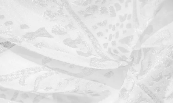 絹織物 雪白生地 白い背景に繊細な絶妙な花の色合い ペイズリープリントの写真 テクスチャ パターン コレクション — ストック写真