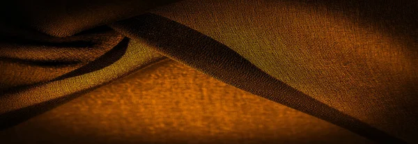 Seda Chiffon Marrom Amarelo Sépia Escura Tecido Transparente Macio Com — Fotografia de Stock