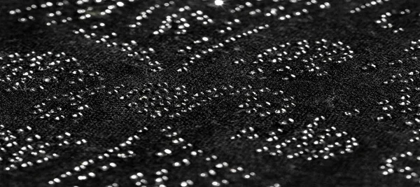Seda Negra Con Piedras Vidrio Pegadas Para Romper Luz Textura — Foto de Stock