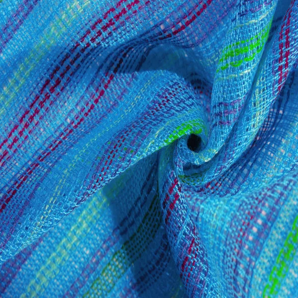 Fabric Blue Turquoise Striped Blue Green Lines Very Light Elastic — Stock Photo, Image