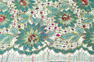 doku dantel. iyi bir açık kumaş, pamuk veya ipek, genellikle birini döngü, büküm veya desenleri iplik örgü tarafından yapılan ve özellikle hazır giyim süsleme için kullanılan.