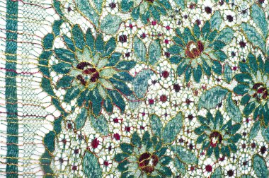 doku dantel. iyi bir açık kumaş, pamuk veya ipek, genellikle birini döngü, büküm veya desenleri iplik örgü tarafından yapılan ve özellikle hazır giyim süsleme için kullanılan.