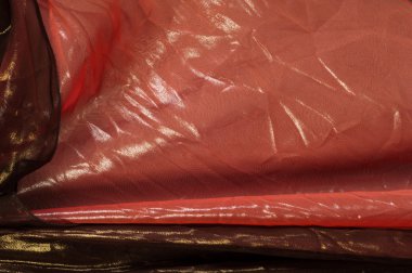 Pembe kahverengi şeffaf kumaş. doku. bornoz. Stüdyo fotoğrafı