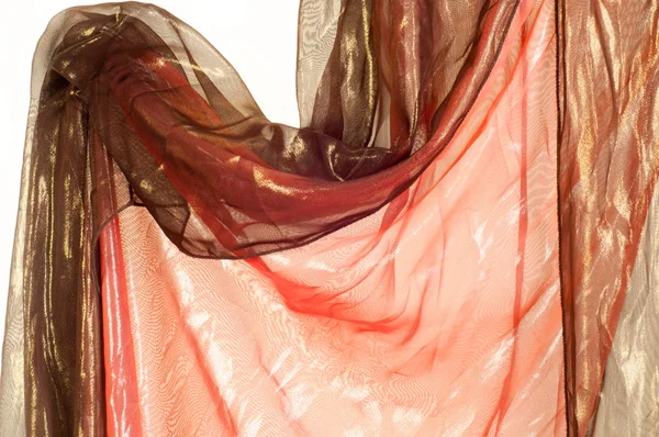 Tejido Transparente Marrón Rosado Textura Bata Fotografiado Estudio — Foto de Stock