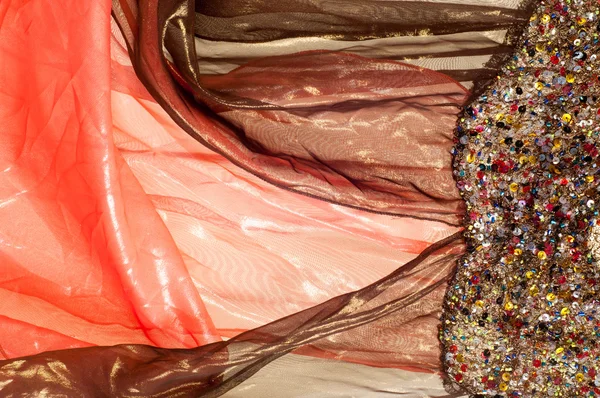 Pink Brown Transparent Fabric Texture Robe Photographed Studio — Stock Photo, Image