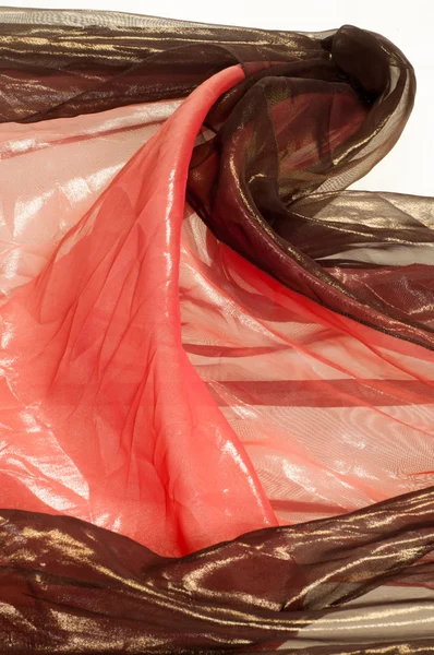 Tecido Transparente Marrom Rosa Textura Roupão Fotografado Estúdio — Fotografia de Stock