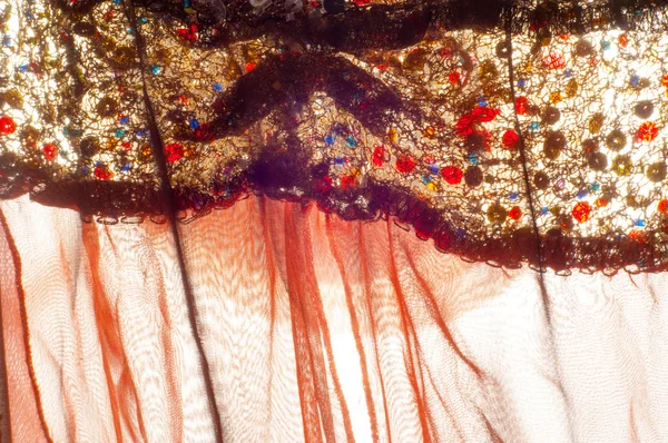 Pink brown transparent fabric. texture. robe. — Stock Photo, Image