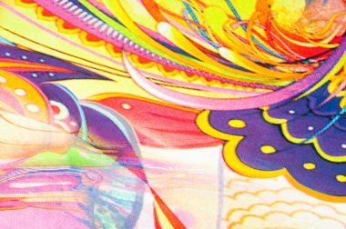 Kumaş renkleri soyutlama, sarı, mavi, mavi, kırmızı çizgiler bir deseni ile. Fotoğraf stüdyosu