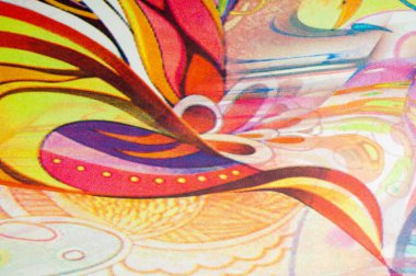 Kumaş renkleri soyutlama, sarı, mavi, mavi, kırmızı çizgiler bir deseni ile. Fotoğraf stüdyosu