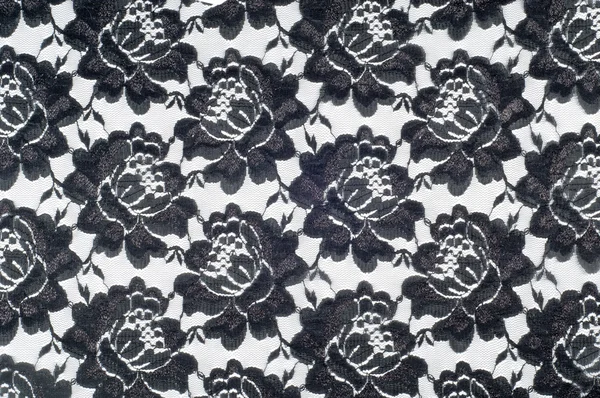 Koronki Czarno Białe Tkaniny Grzywny Tkaniny Otwarte Zazwyczaj Jeden Bawełny — Zdjęcie stockowe