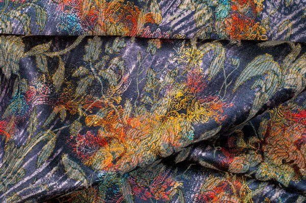 Tecido Têxtil Tecido Tecido Material Textura Têxtil Recheado Com Flores — Fotografia de Stock