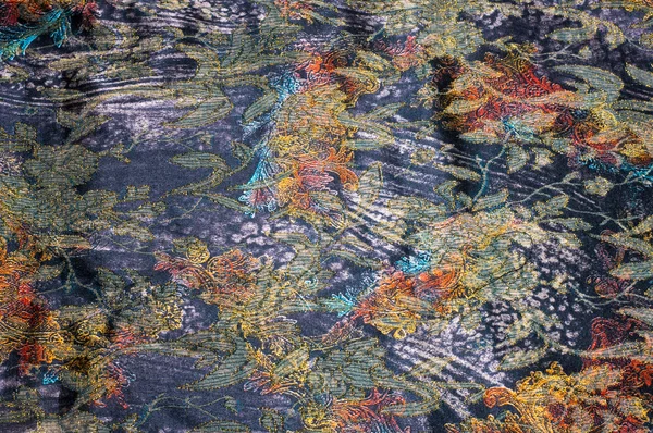 Szövetek Textil Szövet Szövet Anyagi Textúra Textil Töltött Kék Virágok — Stock Fotó