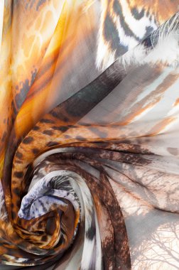 İpek kumaş dokusu. Kaplan safari. Fotoğraf stüdyosu