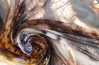 İpek kumaş dokusu. Kaplan safari. Fotoğraf stüdyosu