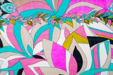 Kumaş ipek doku kahverengi, mavi, beyaz ve sarı. Fotoğraf stüdyosu