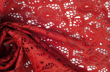 Bir kırık kırmızı dantel modeli, fotoğraf stüdyosu ile cilt dokusunu