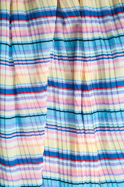 Pleated fabric. Sinii yellow red white stripes texture — Stock Photo, Image