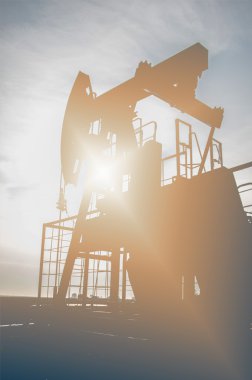 Petrol ve gaz endüstrisi. yağ pompası jack petrol sahası üzerinde çalışır. beyaz bulutlar ve mavi gökyüzü. Petrol pompası. Petrol ve gaz endüstrisi. yağ pompası jack petrol sahasındaki çalışmaları.