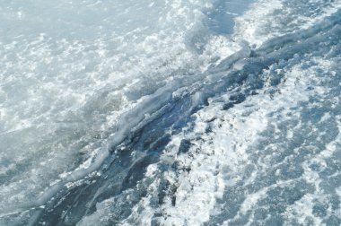 doku. buz. Donmuş buz Nehri üzerinde.