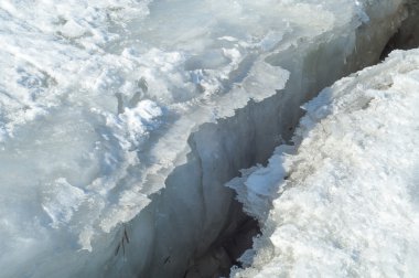 doku. buz. Donmuş buz Nehri üzerinde.