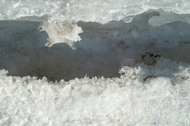 doku. buz. Donmuş buz Nehri üzerinde.