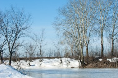 Donmuş gölün bahar. Bahar buz