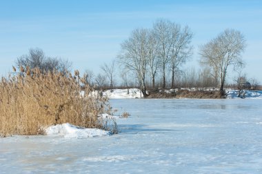 Donmuş gölün bahar. Bahar buz