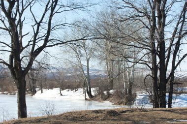 Donmuş gölün bahar. Bahar buz