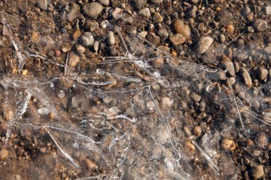 doku. buz. Donmuş buz Nehri üzerinde.