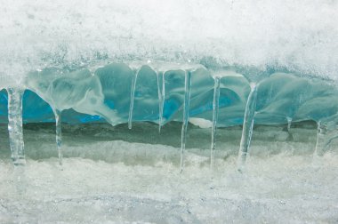 doku. buz. Donmuş buz Nehri üzerinde.