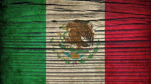 Textura de madera vieja (tabla) .Bandera de México — Foto de Stock