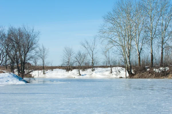 Lago Ghiacciato Primavera Ghiaccio Primaverile — Foto Stock