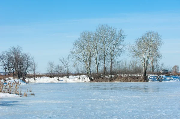 Lago Congelado Primavera Hielo Primavera — Foto de Stock