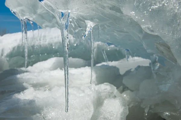 Consistenza Ghiaccio Ghiaccio Congelato Sul Fiume — Foto Stock