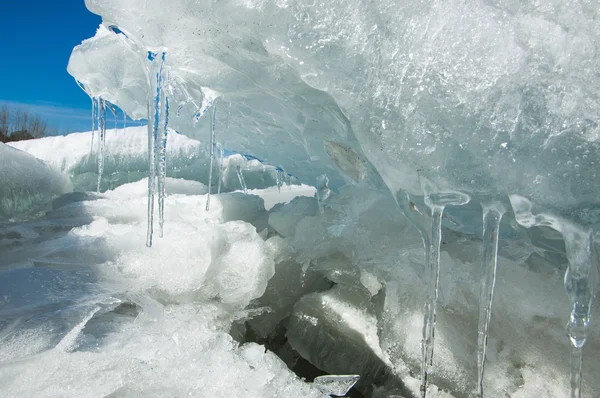 Consistenza Ghiaccio Ghiaccio Congelato Sul Fiume — Foto Stock