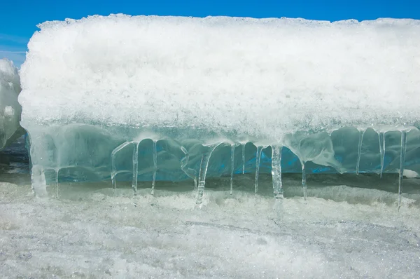 Consistenza Ghiaccio Ghiaccio Congelato Sul Fiume — Foto Stock