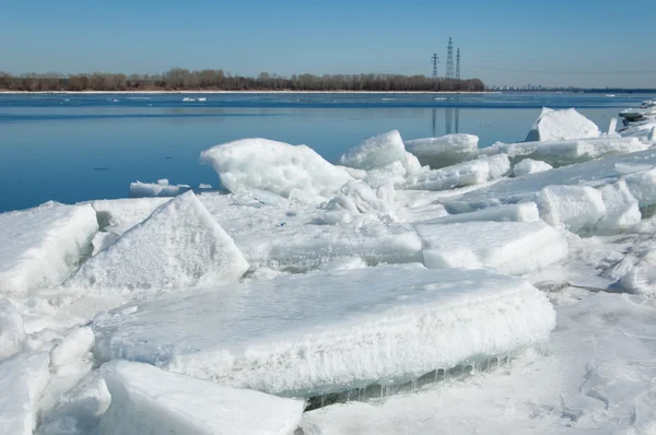 Inundación Primaveral Agua Helada Manantial Temprano Río Rusia Río Tartaristán — Foto de Stock