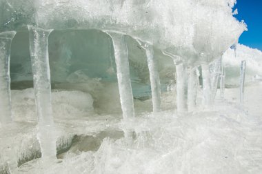 doku. buz. Donmuş buz Nehri üzerinde.
