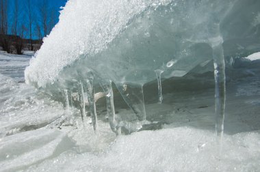doku. buz. Donmuş buz Nehri üzerinde.
