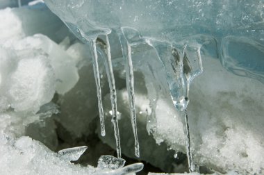doku. buz. Donmuş buz Nehri üzerinde.