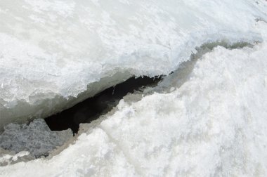 doku. buz. Donmuş buz Nehri üzerinde.